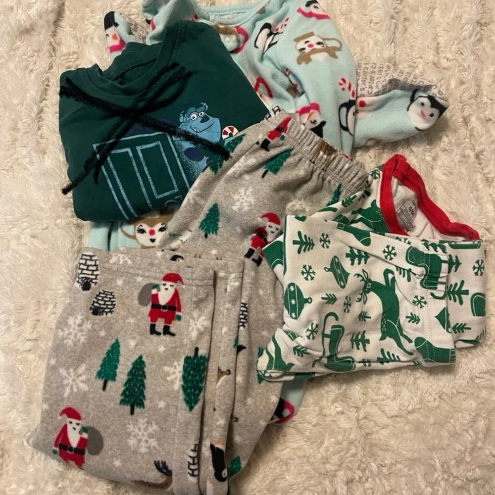 Kids size 5 Christmas Holiday Pajamas lot